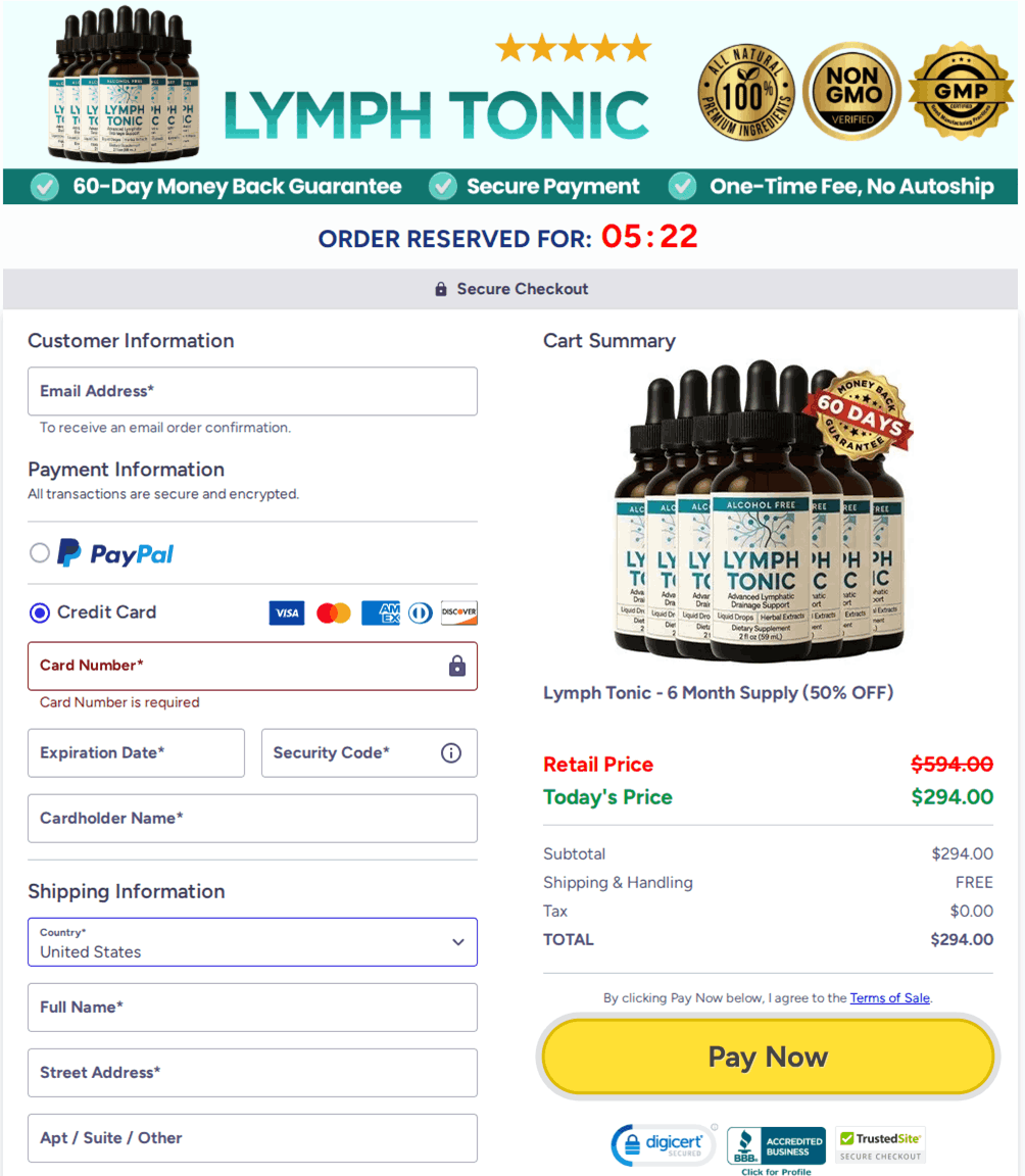 Lymph Tonic Checkout